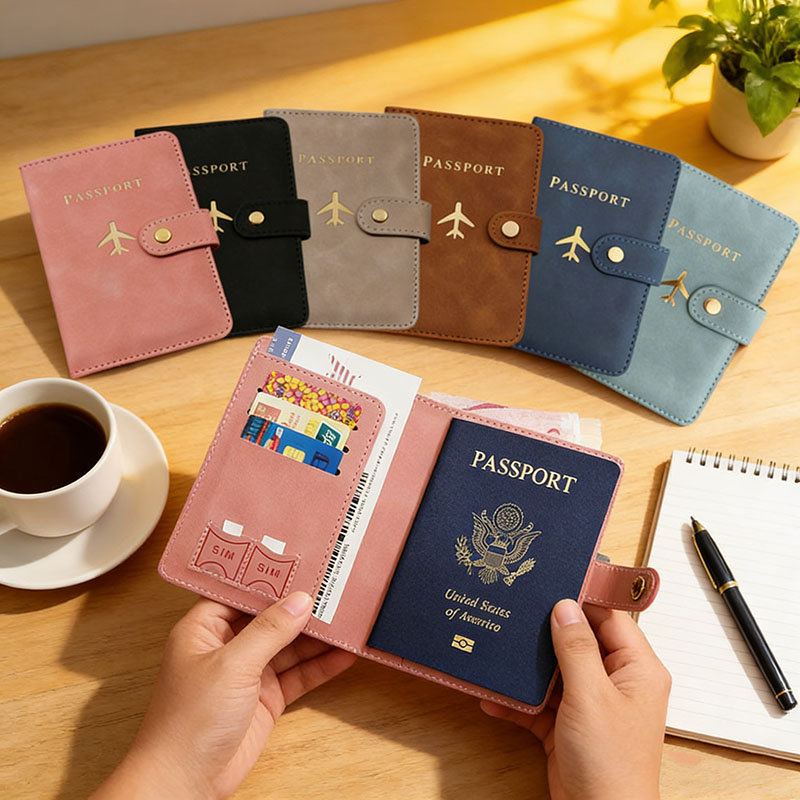 Index Card Holder - Leather Passport Holder Covers Case for