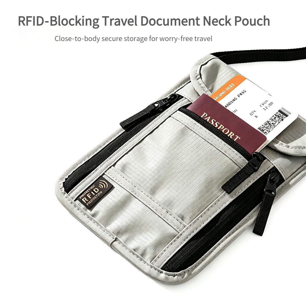 Index Card Holder - Travel Neck Wallet, RFID Blocking Passport