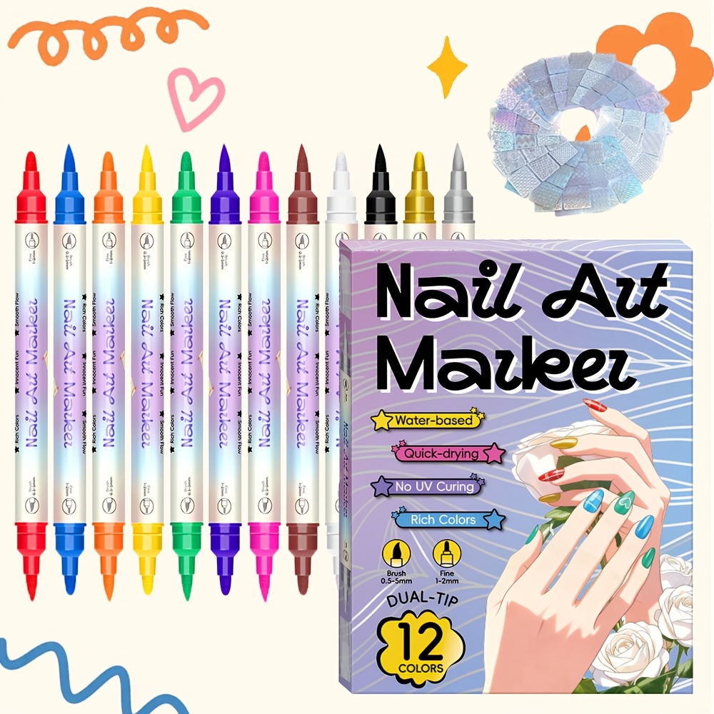 12 Colors Nail Art Pen Set 24  - Copic Marker Sketch 评论和价格
