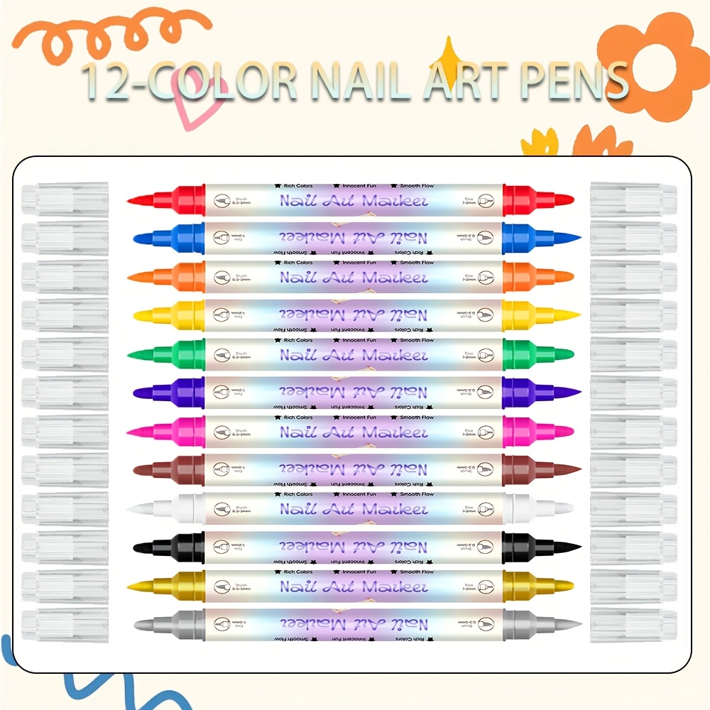 12 Colors Nail Art Pen Set 24  - Copic Marker Sketch 评论和价格
