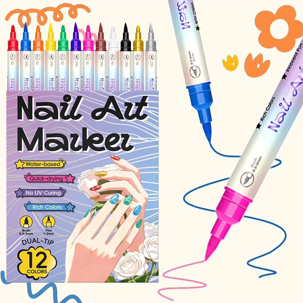 12 Colors Nail Art Pen Set 24  - Copic Marker Sketch 评论和价格